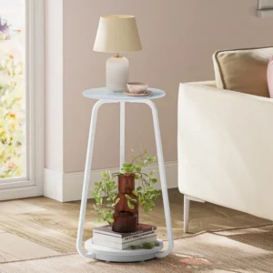 Βοηθητικό Τραπεζάκι Φ30x55cm Λευκό Μάρμαρο LET287W59 VASAGLE - Image 5