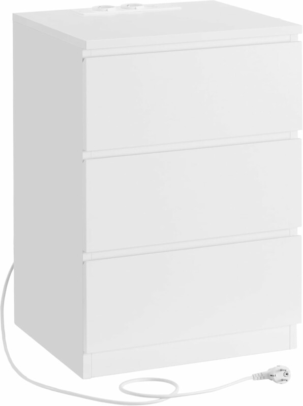 VASAGLE Κομοδίνο 40x35x59cm με Πρίζα και USB Θύρες σε Λευκό Χρώμα LET631W14V1