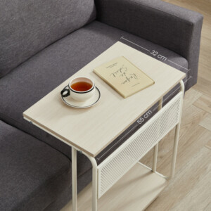 VASAGLE Πλευρικό Τραπέζι C-Σχήματος με Ρόδες και Μεταλλικό Πλαίσιο, Κρεμ Λευκό, 55x33x66cm LET812L67 - Image 4