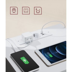 VASAGLE Κομοδίνο 40x35x59cm με Πρίζα και USB Θύρες σε Λευκό Χρώμα LET831W14V1 - Image 3