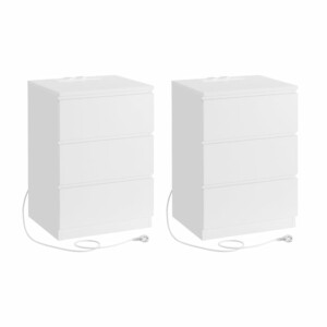 VASAGLE Κομοδίνο 40x35x59cm με Πρίζα και USB Θύρες σε Λευκό Χρώμα LET831W14V1