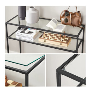 Μεταλλική Κονσόλα με 2 Γυάλινα Ράφια 100 x 35 x 80 cm VASAGLE LGT025B01 - Image 2