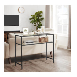 Μεταλλική Κονσόλα με 2 Γυάλινα Ράφια 100 x 35 x 80 cm VASAGLE LGT025B01 - Image 3