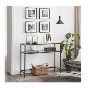 Μεταλλική Κονσόλα με 2 Γυάλινα Ράφια 100 x 35 x 80 cm VASAGLE LGT025B01 - Image 4