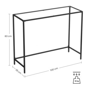 Μεταλλική Κονσόλα με Γυάλινη Επιφάνεια 100 x 35 x 80 cm VASAGLE LGT026B01 - Image 2
