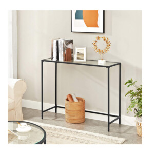 Μεταλλική Κονσόλα με Γυάλινη Επιφάνεια 100 x 35 x 80 cm VASAGLE LGT026B01 - Image 3