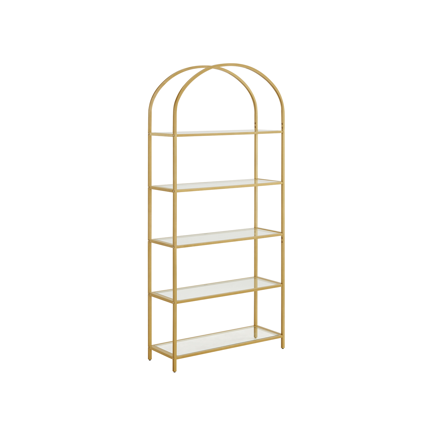 Μεταλλική Καμπυλωτή Ραφιέρα 5 Επιπέδων με Γυαλίνα Ράφια 83 x 30.2 x 183.5 cm Χρυσό LGT050A01 VASAGLE Μεταλλική Καμπυλωτή Ραφιέρα 5 Επιπέδων με Γυαλίνα Ράφια 83 x 30.2 x 183.5 cm Χρυσό LGT050A01 VASAGLE