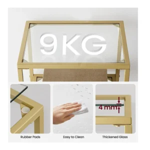 Μεταλλική Ραφιέρα με 4 Γυάλινα Ράφια 30 x 40 x 95 cm VASAGLE LGT28G - Image 2