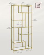 VASAGLE Μεταλλική Χρυσή Βιβλιοθήκη 6 Επιπέδων 80x30x180.8cm LGT502A01 LGT502A01 - Image 5