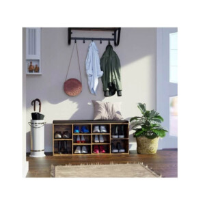 Πάγκος Αποθήκευσης Παπουτσιών με Μαξιλάρι και 10 Διαμερίσματα 104 x 30 x 48 cm Χρώματος Σκούρο Καφέ VASAGLE LHS010X01 - Image 3