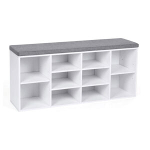 Πάγκος Αποθήκευσης Παπουτσιών με Μαξιλάρι και 10 Διαμερίσματα 104 x 30 x 48 cm Χρώματος Λευκό VASAGLE LHS10WT