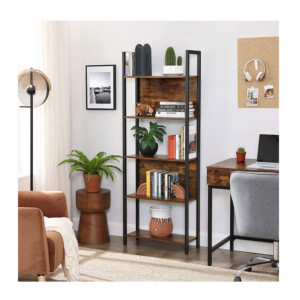 Μεταλλική Βιβλιοθήκη με 5 Ξύλινα Ράφια 62 x 24 x 165 cm VASAGLE LLS025B01V1 - Image 3