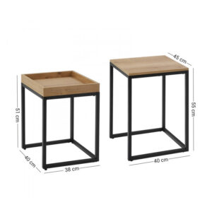 Σετ Μεταλλικά Βοηθητικά Τραπέζια Nesting 40 x 45 x 55 cm 2 τμχ VASAGLE LNT02N - Image 3