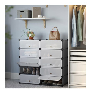 Πολυμορφική Πλαστική Παπουτσοθήκη με 10 Θήκες Χρώματος Γκρι Songmics LPC010G01 - Image 3