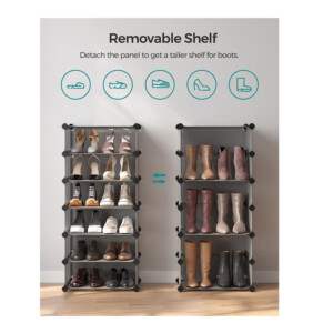 Πολυμορφική Πλαστική Παπουτσοθήκη με 10 Θήκες Χρώματος Γκρι Songmics LPC010G01 - Image 4