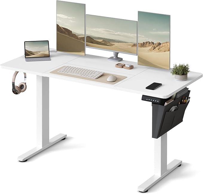 SONGMICS Ηλεκτρικό Ρυθμιζόμενο Γραφείο με Αποθηκευτικό Χώρο και Αθόρυβο Μοτέρ - Ιδανικές Διαστάσεις για Κάθε Χώρο LSD134W01V1