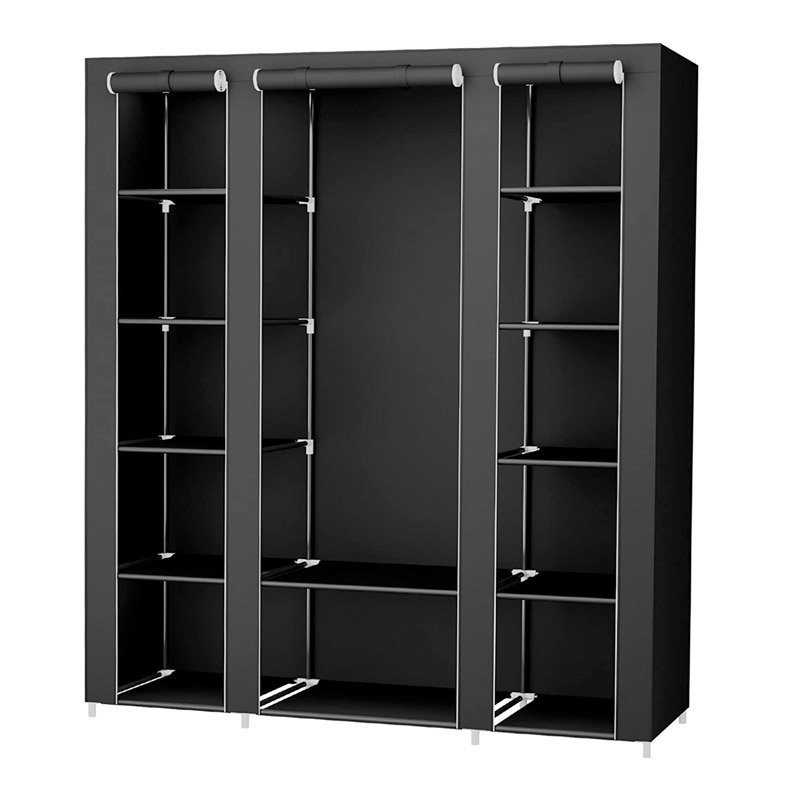 Φορητή Υφασμάτινη Ντουλάπα με Μεταλλικό Σκελετό 175 x 150 x 45 cm Χρώματος Μαύρο Songmics LSF03H Φορητή Υφασμάτινη Ντουλάπα με Μεταλλικό Σκελετό 175 x 150 x 45 cm Χρώματος Μαύρο Songmics LSF03H