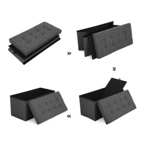 Πτυσσόμενο Σκαμπό με Αποθηκευτικό Χώρο 76 x 38 x 38 cm Χρώματος Σκούρο Γκρι Songmics LSF46GYZ - Image 2