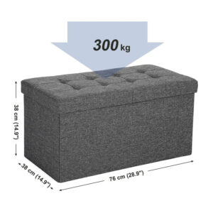 Πτυσσόμενο Σκαμπό με Αποθηκευτικό Χώρο 76 x 38 x 38 cm Χρώματος Σκούρο Γκρι Songmics LSF46GYZ - Image 3