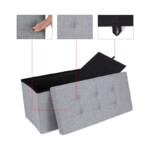 Πτυσσόμενο Σκαμπό με Αποθηκευτικό Χώρο 76 x 38 x 38 cm Χρώματος Γκρι Songmics LSF47G - Image 2