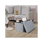 Πτυσσόμενο Σκαμπό με Αποθηκευτικό Χώρο 76 x 38 x 38 cm Χρώματος Γκρι Songmics LSF47G - Image 4