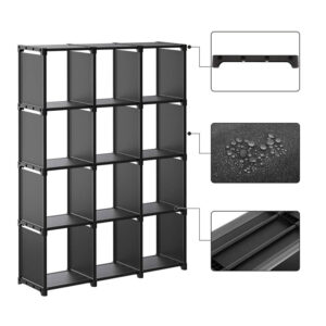 Πολυμορφική Βιβλιοθήκη με 12 Κύβους Αποθήκευσης 105 x 30 x 140 cm Songmics LSN12BK - Image 2