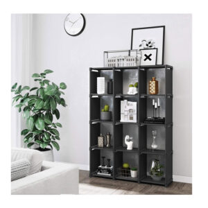 Πολυμορφική Βιβλιοθήκη με 12 Κύβους Αποθήκευσης 105 x 30 x 140 cm Songmics LSN12BK - Image 4