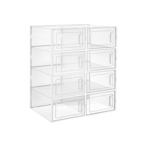 SONGMICS Σετ 8 τμχ Πλαστικά Κουτιά Αποθήκευσης Παπουτσιών Αναδιπλούμενα