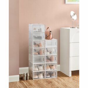 SONGMICS Κουτιά Αποθήκευσης Παπουτσιών 36 x 28 x 22 cm Μέγιστο Μέγεθος 10.5 UK LSP12W - Image 4