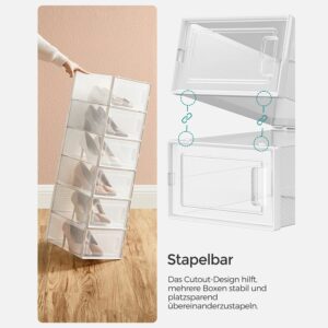 SONGMICS Κουτιά Αποθήκευσης Παπουτσιών 36 x 28 x 22 cm Μέγιστο Μέγεθος 10.5 UK LSP12W - Image 5