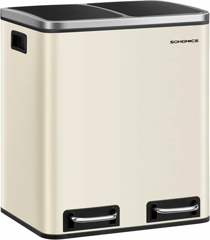 SONGMICS Διπλός Κάδος Απορριμμάτων 15L με Πεντάλ και Απαλό Κλείσιμο Καπακιού SONGMICS Διπλός Κάδος Απορριμμάτων 15L με Πεντάλ και Απαλό Κλείσιμο Καπακιού