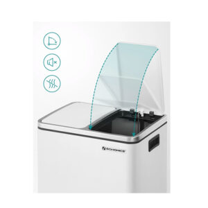 Μεταλλικός Διπλός Κάδος Απορριμμάτων από Ατσάλι με 2 Πεντάλ και Σύστημα Soft-Close 30 Lt Χρώματος Λευκό Songmics LTB30WT - Image 2