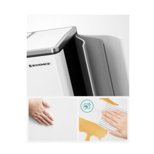 Μεταλλικός Διπλός Κάδος Απορριμμάτων από Ατσάλι με 2 Πεντάλ και Σύστημα Soft-Close 30 Lt Χρώματος Λευκό Songmics LTB30WT - Image 3