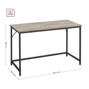 Μεταλλικό Γραφείο 120 x 60 x 75 cm Χρώματος Γκρι VASAGLE LWD039B56 - Image 2