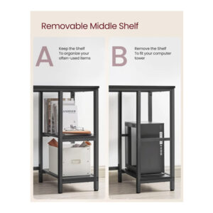 Μεταλλικό Γωνιακό Γραφείο με Θέση για Υπολογιστή 138 x 138 x 75 cm Χρώματος Μαύρο VASAGLE LWD072B56 - Image 3