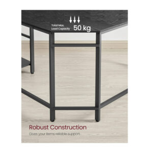 Μεταλλικό Γωνιακό Γραφείο με Θέση για Υπολογιστή 138 x 138 x 75 cm Χρώματος Μαύρο VASAGLE LWD072B56 - Image 4