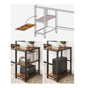 Μεταλλικό Γραφείο με 2 Ράφια 140 x 60 x 75 cm VASAGLE LWD55X - Image 3
