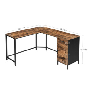 Μεταλλικό Γωνιακό Γραφείο με 1 Ντουλάπι και 1 Συρτάρι 150 x 137 x 75 cm VASAGLE LWD74X - Image 4