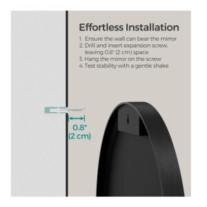 Μεταλλικός Στρογγυλός Καθρέπτης Τοίχου 61 cm Songmics LWM102B01 - Image 2