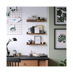 Σετ Επιτοίχια Ξύλινα Ράφια 38 x 10 x 5 cm 3 τμχ VASAGLE LWS037X01 - Image 4