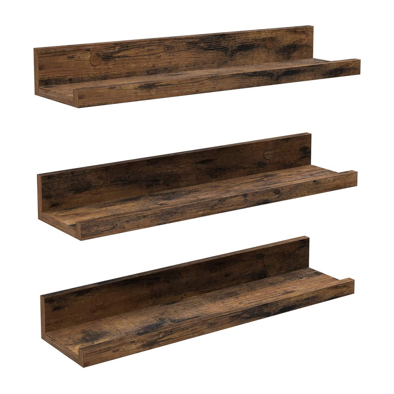 Σετ Επιτοίχια Ξύλινα Ράφια 38 x 10 x 5 cm 3 τμχ VASAGLE LWS037X01