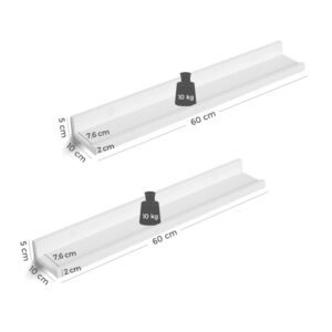 Σετ Επιτοίχια Ξύλινα Ράφια 60 x 10 x 5 cm 2 τμχ Songmics LWS60WT - Image 5