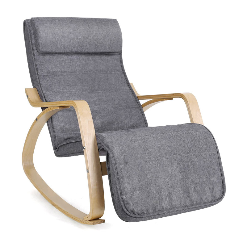 Ξύλινη Κουνιστή Πολυθρόνα με Ρυθμιζόμενο Υποπόδιο 67 x 91 x 115 cm Songmics LYY11G Ξύλινη Κουνιστή Πολυθρόνα με Ρυθμιζόμενο Υποπόδιο 67 x 91 x 115 cm Songmics LYY11G