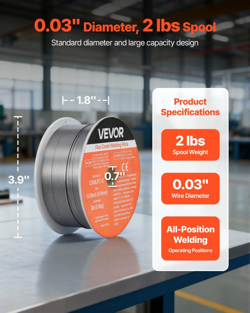 VEVOR Αυτόματη Συγκόλληση Inox, E308LFC-O, 0.8mm, 0.9kg MIGHSYXHSE30R0916001V0 - Image 5