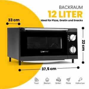 Ηλεκτρικό Φουρνάκι Πίτσας 12lt 1000W Μαύρο MPO3520 Clatronic - Image 2