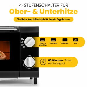 Ηλεκτρικό Φουρνάκι Πίτσας 12lt 1000W Μαύρο MPO3520 Clatronic - Image 4