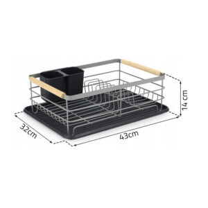 Μεταλλική Πιατοθήκη Στεγνωτήριο 43 x 32 x 14 cm Χρώματος Γκρι Massido MS-600-Grey - Image 5