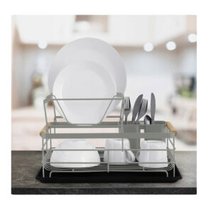 Διώροφη Μεταλλική Πιατοθήκη Στεγνωτήριο 43 x 32 x 27 cm Massido MS-601-Grey - Image 5