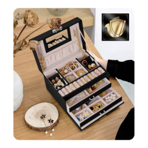 Κοσμηματοθήκη - Μπιζουτιέρα 18.6 x 14.8 x 11 cm Χρώματος Μαύρο Massido MS-700-Black - Image 2