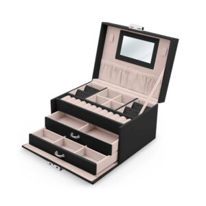 Κοσμηματοθήκη - Μπιζουτιέρα 18.6 x 14.8 x 11 cm Χρώματος Μαύρο Massido MS-700-Black - Image 5